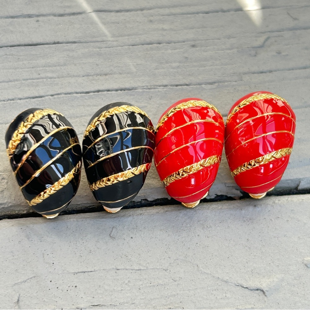 BOGO Vintage QVC Joan Rivers Classics Collection “Nautical J Hoop” Clip Earrings